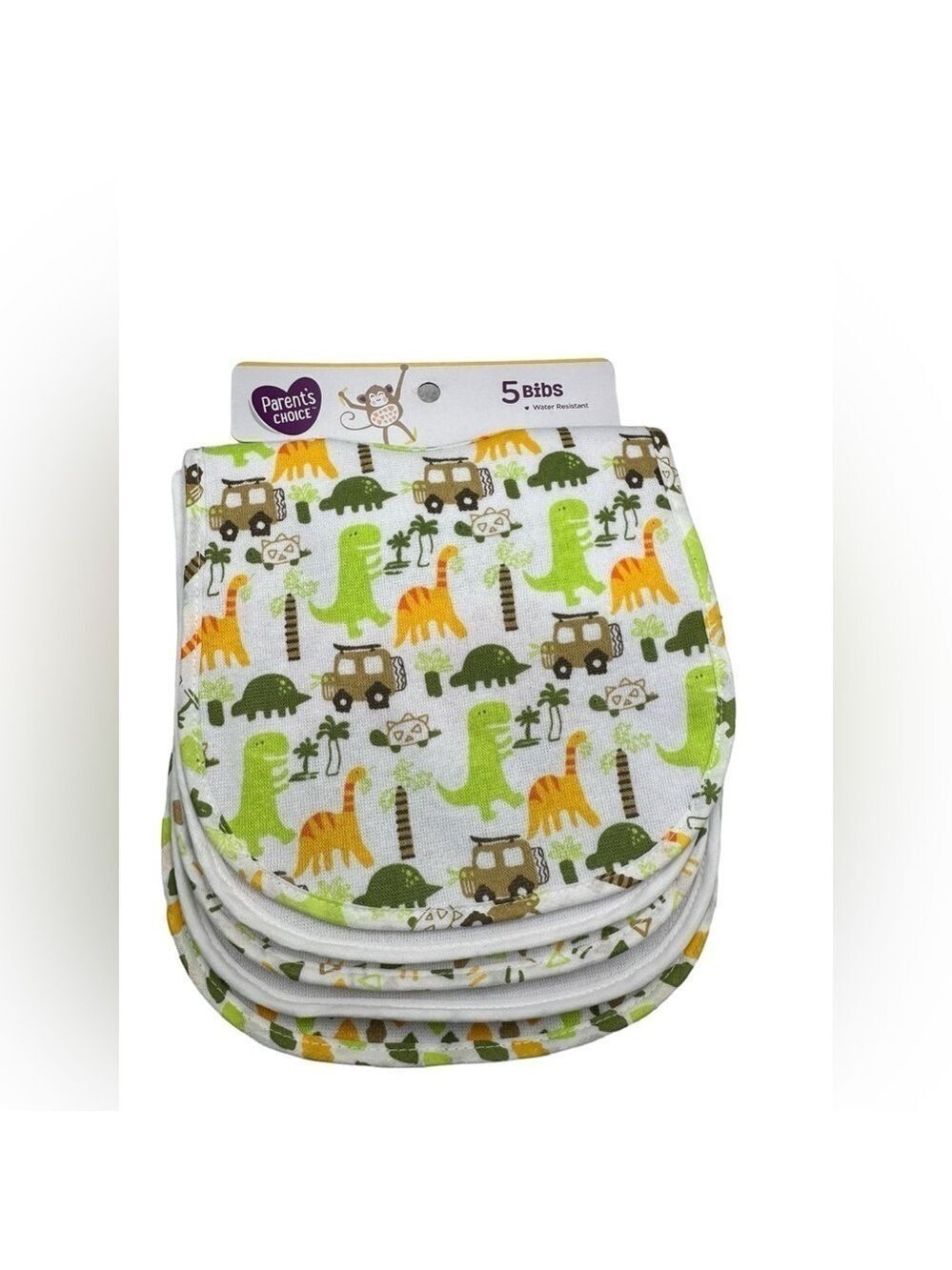 Parent’s Choice 5 Colorful Baby Bibs Water Resistant, Dinosaurs, Turtles NWT